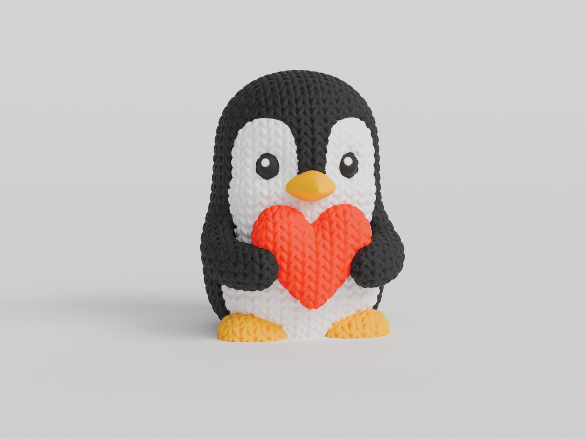 Knitted Love heart pinguin-Percy